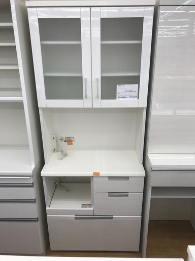 ★ジモティ割あり★  食器棚 ホワイト H201×W80×D42 クリーニング済み KJ4791