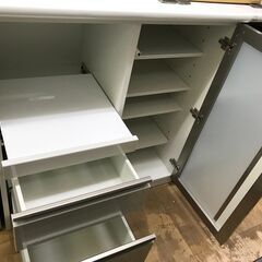 【FU791】★NITORI ニトリ カウンター ポスティア90 WH   ホワイト   W90×D50×H101 ハイカウンター キッチンカウンター レンジ台 キッチン家具 収納家具 クリーニング済 堺市 深井 【ジャングルジャングル深井店】（投稿ID : 19bs3v）の画像