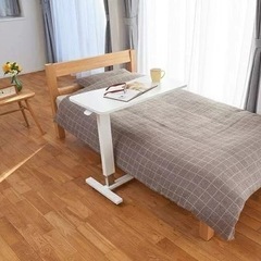 昇降式ベッドサイドテーブル◆ホワイトの画像