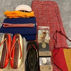 着物セット 👘  パターン③ 下駄 草履 帯 髪飾り 締め帯の画像