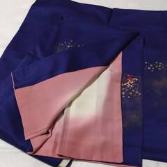 附下　正絹　金彩　刺繍　青　ブルー　附下げ　付下げ　付け下げの画像