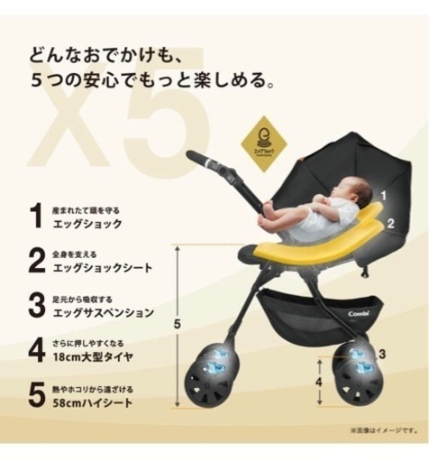 コンビ ホワイトレーベル クロスゴー 4キャス エッグショック JJ セレスティアルブルー 1か月~