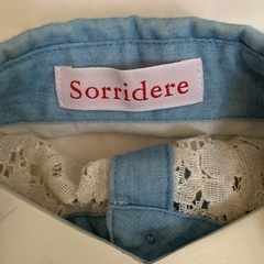 【Sorridere】白×デニム　レース　長袖シャツ　Lの画像