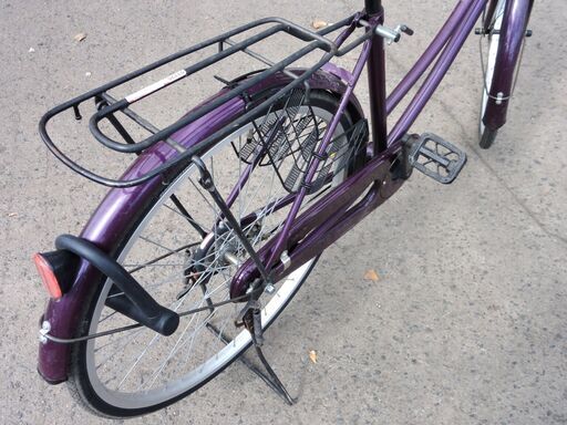 26インチ 自転車 切替無し 変速無し 紫/パープル カゴ 荷台 鍵付き ママチャリ シティサイクル 札幌市 中央区 南12条