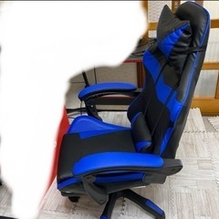ブルー レーシングチェア ゲーミング リクライニングの画像