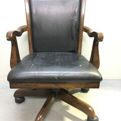 ⑤　応接室　社長　椅子　回転　木製　高さ調節　事務椅子　パソコン...