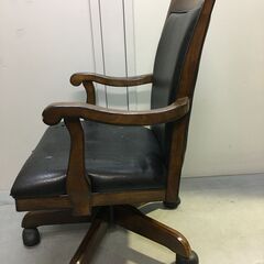 ⑤　応接室　社長　椅子　回転　木製　高さ調節　事務椅子　パソコンチェア　アンティークの画像