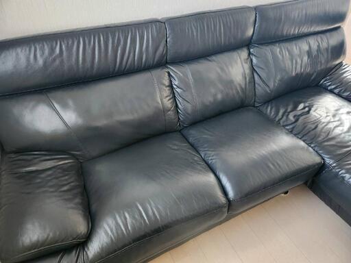 ソファー　3.4人掛け　革製　L型