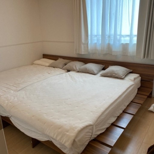 家具 ベッド ダブルベッド　ベッドフレーム　ベッドフレームのみ　セミダブル　ウォールナット