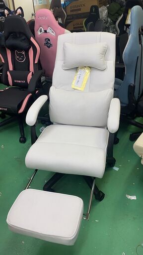 新品　組立済み　Dowinx ゲーミングチェア 椅子 ファブリック オットマン付き オフィスチェア パソコンチェア フットレスト デスクチェア ゲーム用 布 ポケットコイル PCチェア ハイバック 社長椅子 ソファー座り心地 チェア ホワイト