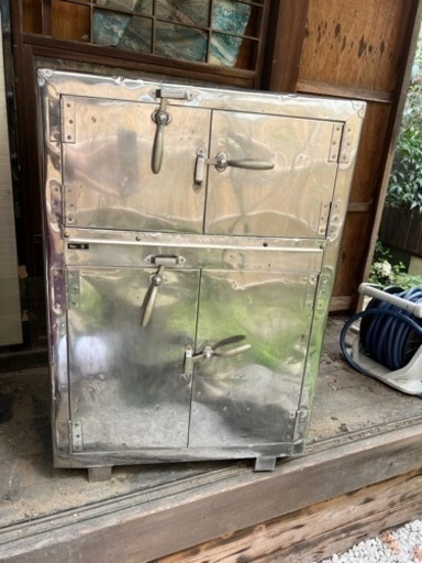 ✨昭和レトロ！業務用氷冷式アルミ冷蔵庫✨