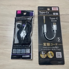 Type-C ステレオプラグとイヤホンの画像