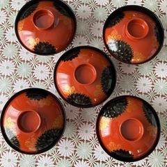 汁椀　ふた付き　5つセット