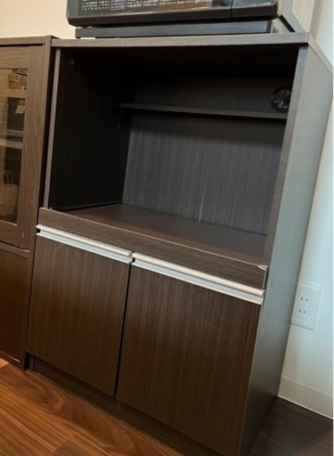木製炊飯器用スライドテーブル付きレンジ台【即日受け渡し可】