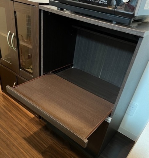 木製炊飯器用スライドテーブル付きレンジ台【即日受け渡し可】