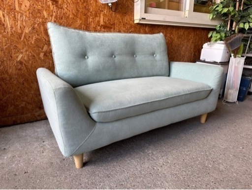 D0114 ミントブルー色ソファ 2人掛けソファ