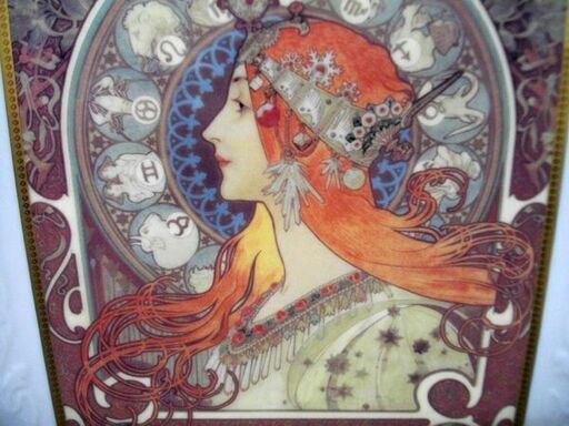 アルフォンス・ミュシャ ゾディアック 1896 絵皿 スタンド付き ALPHONSE MUCHA 置物 オブジェ 苫小牧西店