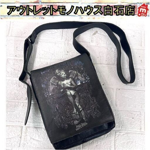 Jean Paul GAULTIER ジャンポールゴルチエ レザーショルダーバッグ 天使柄 ブラック 【スレ・キズあり】☆白石店