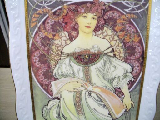 アルフォンス・ミュシャ Reverie 1897 絵皿 スタンド付き ALPHONSE