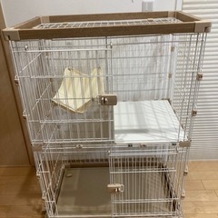 ペットケージ アイリスオーヤマ  ウッディキャットケージ2段