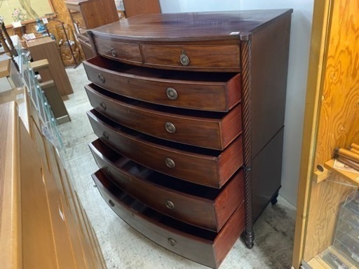 【愛品館 江戸川店 衣類収納】英国アンティーク 6段チェスト ID:155-020186-007