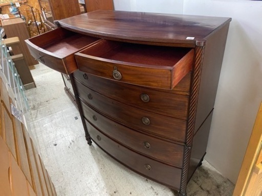 【愛品館 江戸川店 衣類収納】英国アンティーク 6段チェスト ID:155-020186-007