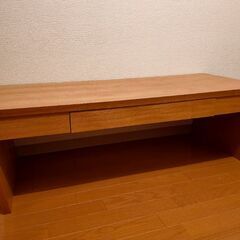 木製引き出し付きローテーブル