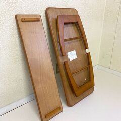 【受渡者決定】ニトリ 折りたためる突き板棚付き テーブルの画像