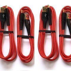 4本セット USB Type-C 1mケーブル レッド ナイロン...