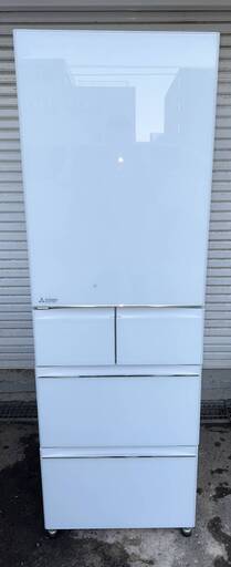 動作美品　三菱 MITSUBISHI 5ドア ノンフロン冷凍冷蔵庫 455L ガラストップ　スマート大容量 MR-B46CL-W 2018年製