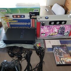 ※値下げ※PS2本体と北斗の拳ソフト、実践パチスロコントローラー...