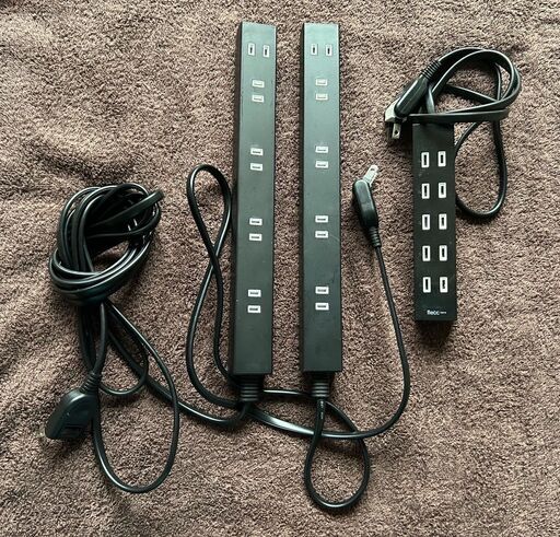 延長コード　電源タップ　ELECOM　エレコム　３M６口　１M６口　１M５口　BLACK　雷ガード機能有　３set