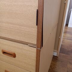 ★ジモティ割あり★  ワードローブ ライトブラウン H177×D39×W90 クリーニング済み MT952の画像