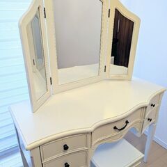 デュエット ドレッサー＆スツールセット アンティーク調 ホワイト