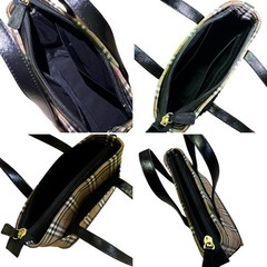 BURBERRY バーバリー ノバチェック キャンバス レザー ハンドバッグ ミニバックの画像