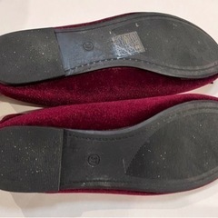 【23.5cm】SVCE ベロア　バレエシューズ　23.5 ボルドー　フラットシューズ　パンプス　靴の画像