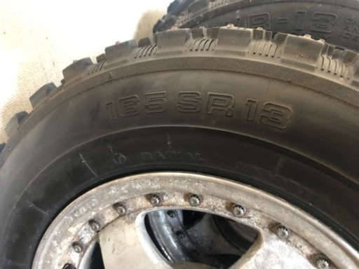 スパイク　フルピン　ヨコハマ　アドバン  WR-13 165 SR 13 165 70 R13　タイヤ4本のみ