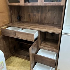 4/8値下げしました！?北欧風?隈木工所 3面レンジボード 食器棚 キッチン収納 モイス付 NO.751