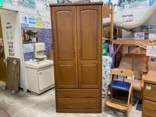 【愛品館 江戸川店 衣類収納】2枚扉ワードローブ ID:155-020196-007