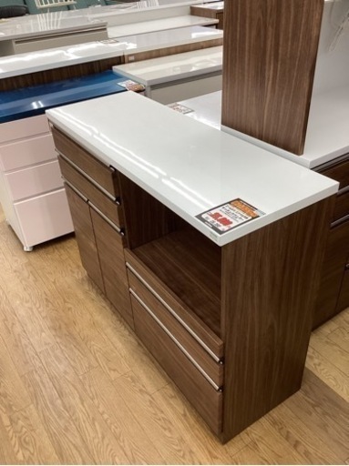 KD-6【新入荷　アウトレット】エール　キッチンカウンター　ブラウン×白