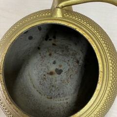 鉄瓶　南部鉄器？　黄金色　全高19㎝　20×16㎝　金運上昇　縁起物の画像