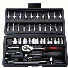 新品)46pcs Car Repair Tool Set, Ra...
