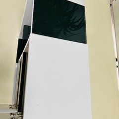 キャビネットサイドラック 扉収納 ホワイト 鏡面仕上げの画像