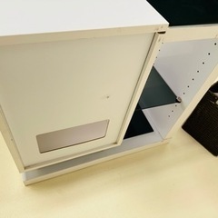 キャビネットサイドラック 扉収納 ホワイト 鏡面仕上げの画像