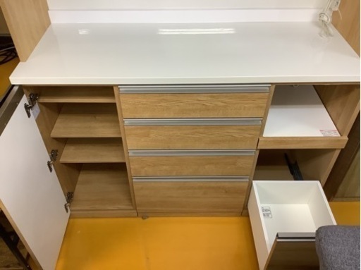 【リサイクルサービス八光】幅140㎝　ニトリ　木目 ホワイト　大型食器棚　LIGARE GL-140