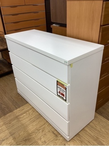 KD-12【新入荷　アウトレット】キャスター付き　ローチェスト　白