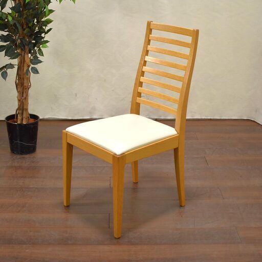 【10/9-鳥-6個】≪zyt1418ジ≫『複数出品』IDC大塚 ダイニングチェア N005 秋田木工 合成皮革/PVC 天然木/ナラ材？/ホワイトオーク色？ 大塚家具 60322-10