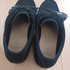 portee シューズ　黒　ブラック　メンズ　シューズ　スエード　モカシン　デッキシューズの画像