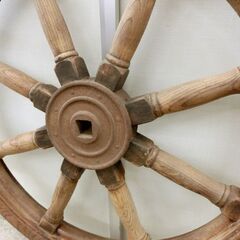 ■木製 舵輪 操舵輪 船舵 カジ ラット ハンドル 直径約90cm オブジェ 飾り 札幌 西区 西野店の画像