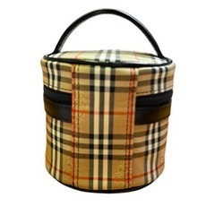 新品同様 BURBERRY バーバリー ノバチェック 丸型 化粧ポーチ アクセサリーポーチ キャンバス×レザーの画像